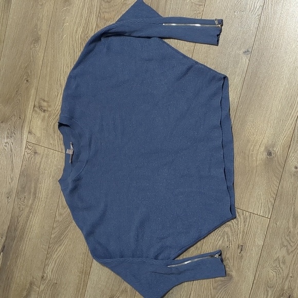 Philosophy Cropped Ribbed Sweater Sleeve Zipper blue-grey size Small - Picture 3 of 6